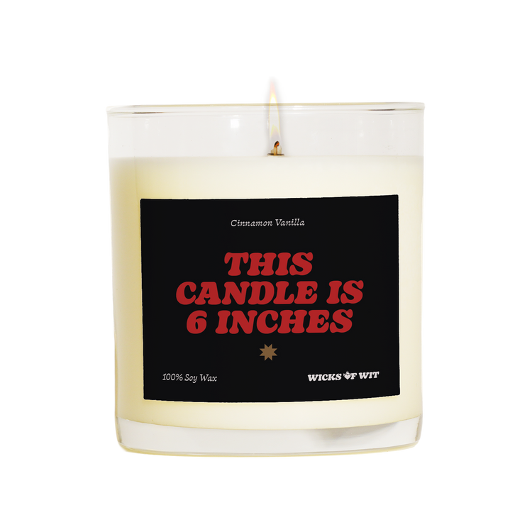 Wicks of Wit — This Candle is 6 Inches scented soy candle, Naughty collection, hand-poured in the USA — label detail
