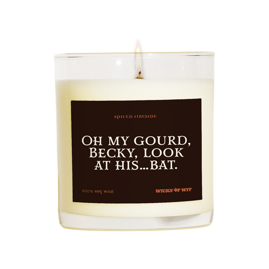 Wicks of Wit — Oh My Gourd, Becky, Look at His...Bat scented soy candle, hand-poured in the USA — side view