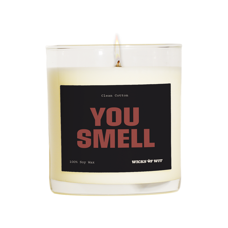 Wicks of Wit — You Smell scented soy candle, Edgy collection, hand-poured in the USA — front view