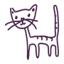 Cat illustration in dark plum
